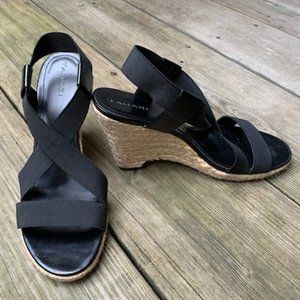 Tahari 'Katie' black wedges size 9M